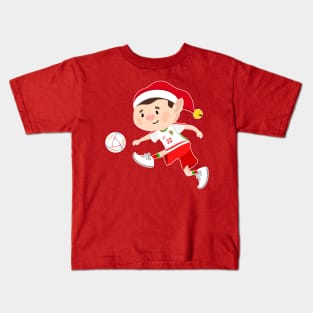 Wales football Christmas elf. Football World Cup soccer Kids T-Shirt